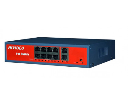 Коммутатор HIVIDEO HI-82P100MPOE, Switch POE 8-ми портовый 100/10MB