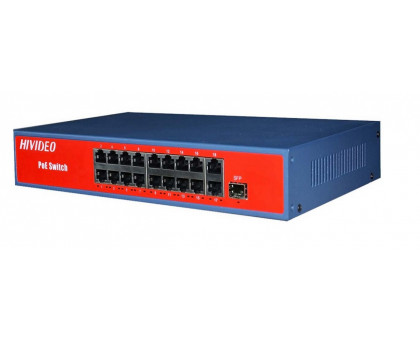 Коммутатор HIVIDEO HI-163P100MPOE, Switch POE 16-ти портовый 100/10MB